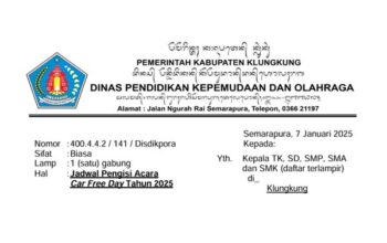 Jadwal CFD Kabupaten Klungkung Tahun 2025