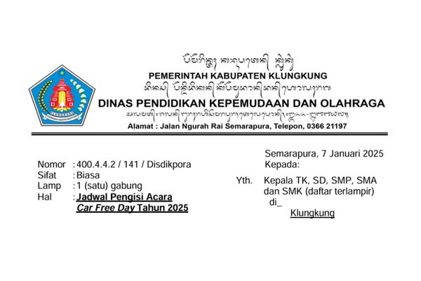 Jadwal CFD Kabupaten Klungkung Tahun 2025