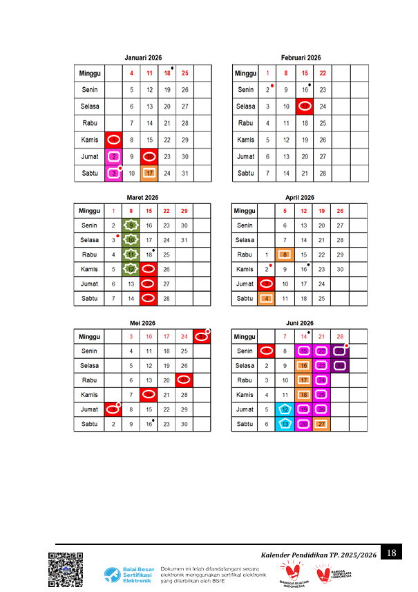 Kalender Pendidikan Provinsi Bali Tahun Pelajaran 2025/2026